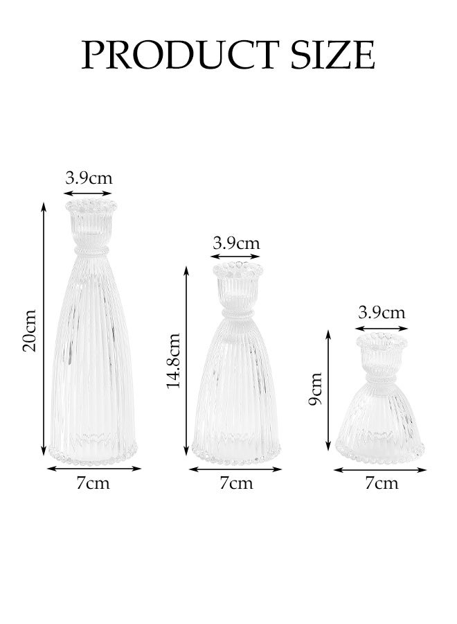 DUNISO 3Pcs Vertical Stripe Candlestick Holders, Tall Taper Candle Holders with Vintage Design, Candle Stick Holders in Bulk for Wedding Celebration Tables, Anniversary Dinner Gatherings, Sophisticated Dining Room Displays and Any Special Occasion Decor - Image 2