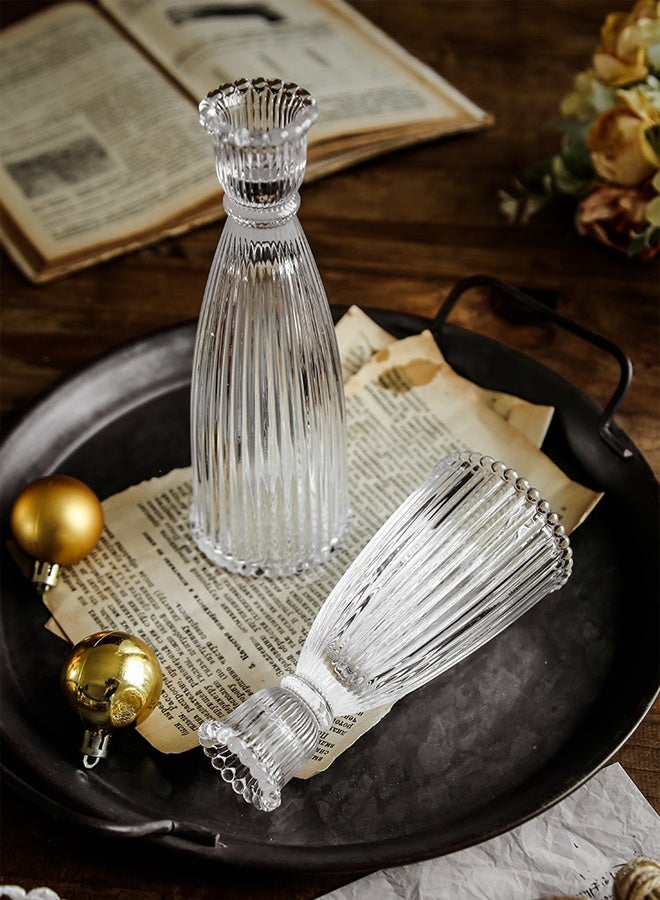 DUNISO 3Pcs Vertical Stripe Candlestick Holders, Tall Taper Candle Holders with Vintage Design, Candle Stick Holders in Bulk for Wedding Celebration Tables, Anniversary Dinner Gatherings, Sophisticated Dining Room Displays and Any Special Occasion Decor - Image 3