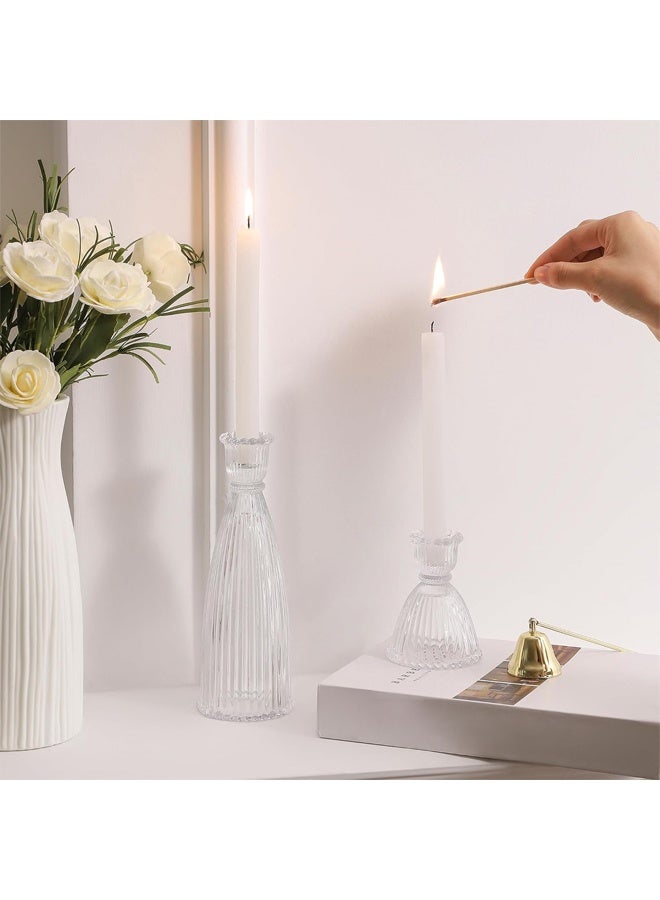 DUNISO 3Pcs Vertical Stripe Candlestick Holders, Tall Taper Candle Holders with Vintage Design, Candle Stick Holders in Bulk for Wedding Celebration Tables, Anniversary Dinner Gatherings, Sophisticated Dining Room Displays and Any Special Occasion Decor - Image 4