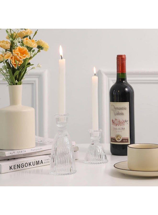 DUNISO 3Pcs Vertical Stripe Candlestick Holders, Tall Taper Candle Holders with Vintage Design, Candle Stick Holders in Bulk for Wedding Celebration Tables, Anniversary Dinner Gatherings, Sophisticated Dining Room Displays and Any Special Occasion Decor - Image 5