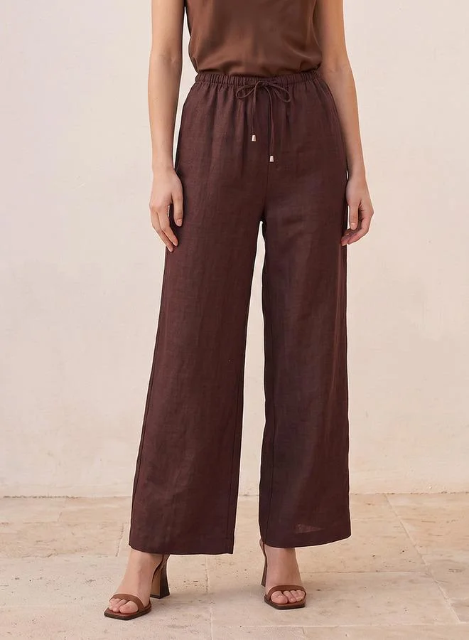 Splash FAV Basics Wide Leg Linen Trousers