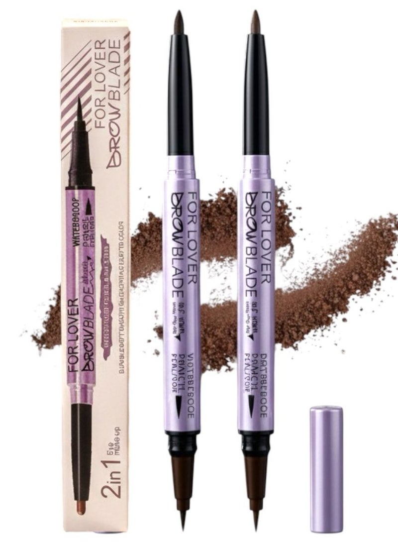 FOR LOVER 2pcs BROW BLADE PENCIL WATERPROOF 02DARK BROWN + 01CHOCOLATE
