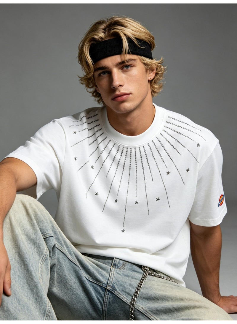 Dickies all over the sky hot drilling meteor men and women summer cotton loose round neck short sleeve T-shirt - Image 1