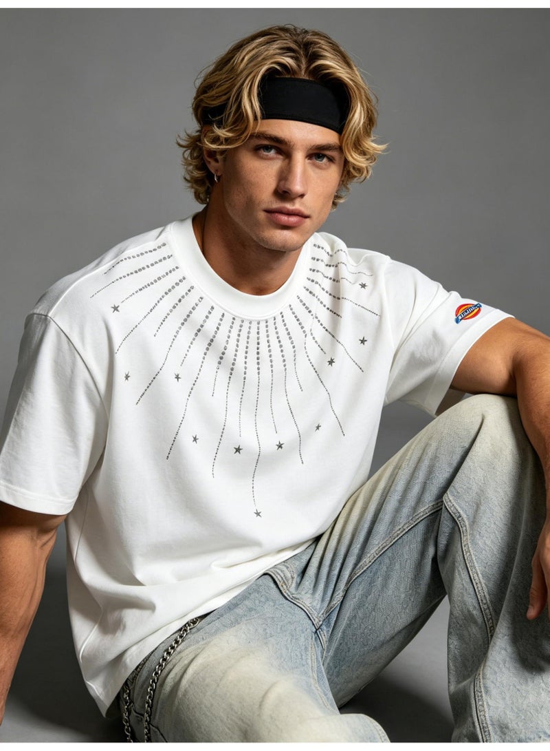Dickies all over the sky hot drilling meteor men and women summer cotton loose round neck short sleeve T-shirt - Image 5