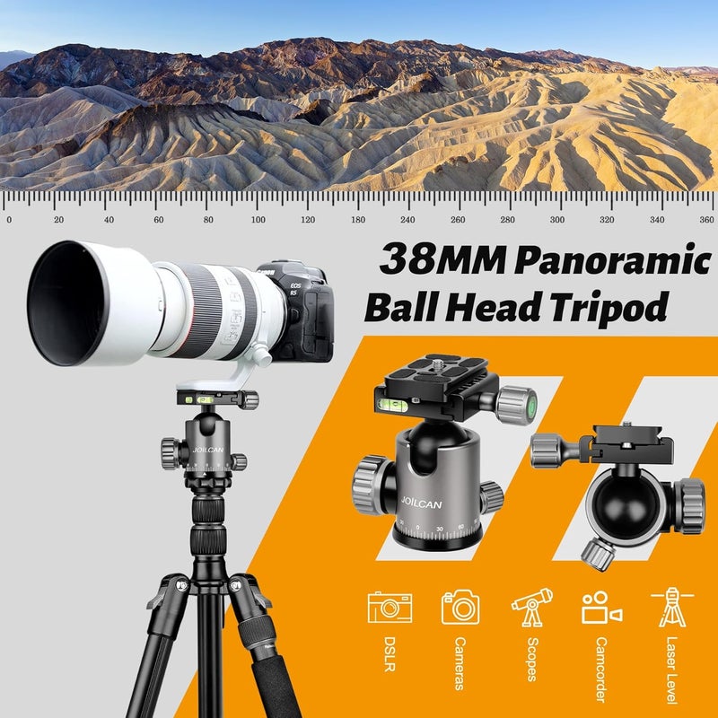 JOILCAN Tripod for Camera, 81" Aluminum Camera Tripod Monopod, Heavy Duty Travel Tripods for Spotting Scope Binoculars Laser Level, Payload 35Lb - Image 4