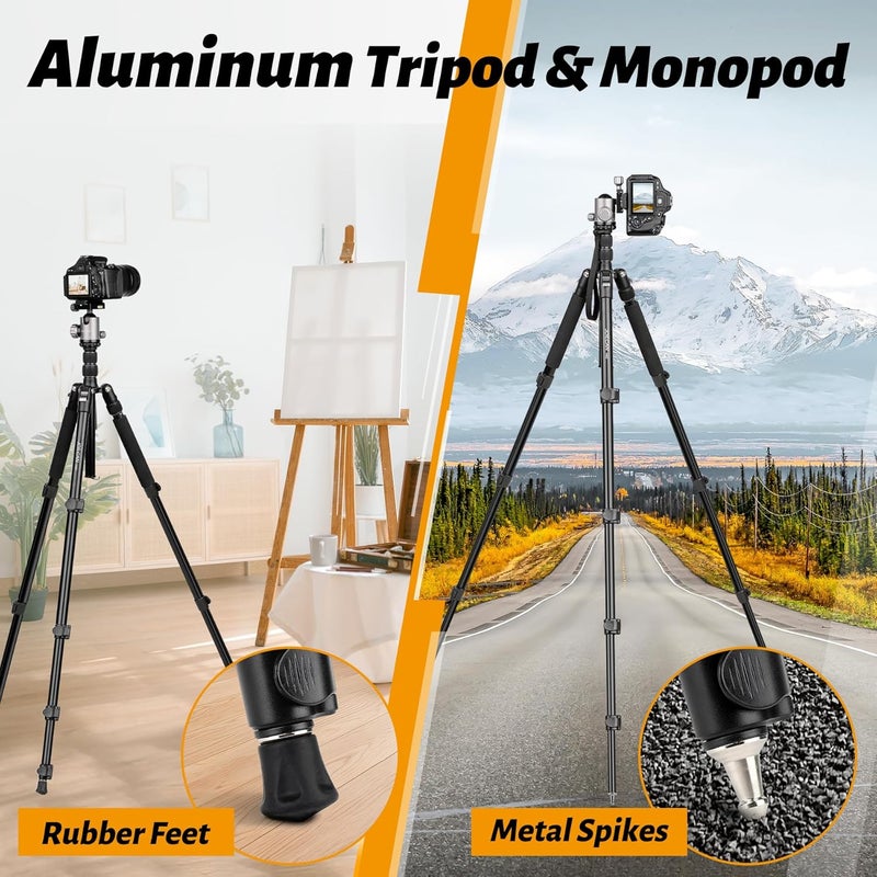 JOILCAN Tripod for Camera, 81" Aluminum Camera Tripod Monopod, Heavy Duty Travel Tripods for Spotting Scope Binoculars Laser Level, Payload 35Lb - Image 5