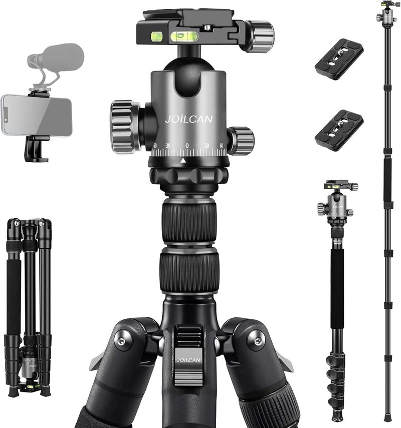 JOILCAN Tripod for Camera, 81" Aluminum Camera Tripod Monopod, Heavy Duty Travel Tripods for Spotting Scope Binoculars Laser Level, Payload 35Lb - Image 1