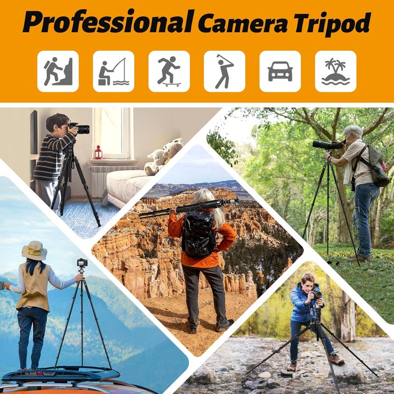 JOILCAN Tripod for Camera, 81" Aluminum Camera Tripod Monopod, Heavy Duty Travel Tripods for Spotting Scope Binoculars Laser Level, Payload 35Lb - Image 3