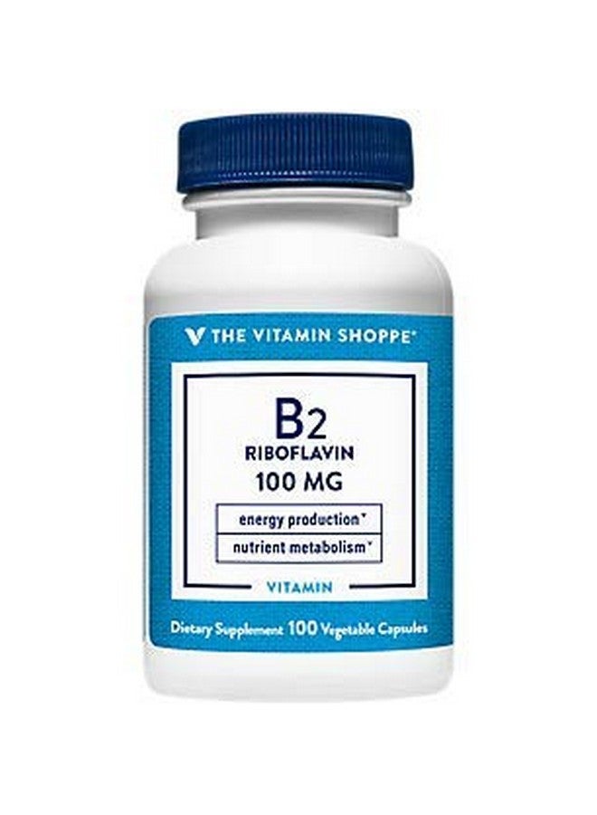 The Vitamin Shoppe Vitamin B2 (Riboflavin) 100Mg Energy Production & Nutrient Metabolism Support Supplement Essential B Vitamin Once Daily Gluten Free (100 Capsules) - Image 1