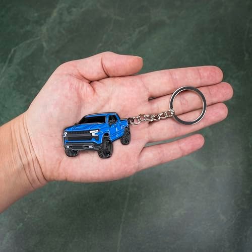 FOUR WHEEL BEAST Chevy Keychain Compatible with Chevy Silverado 1500 Accessories - Toy Truck Gifts Men Key Fob (Glacier Blue) - Image 2