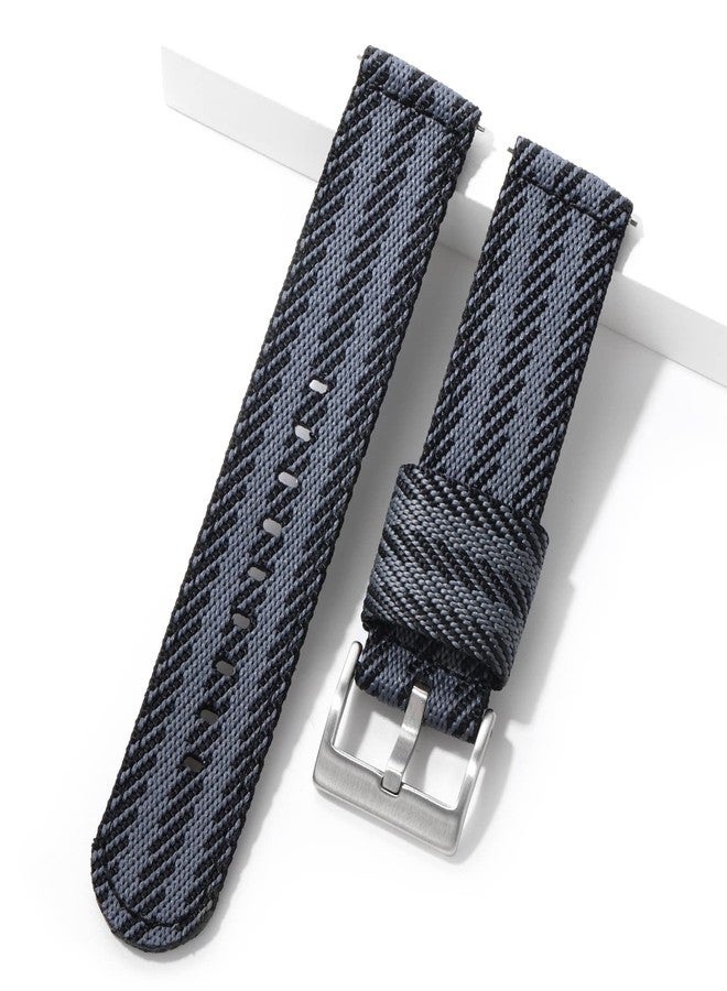 TACTICAL FROG 20mm 22mm Fast Release Nylon Watch band with Stainless Steel Buckle, Two-Piece Waterproof Nylon Watch Strap for Men and Women (Blackgrey-A, 22mm) - Image 1
