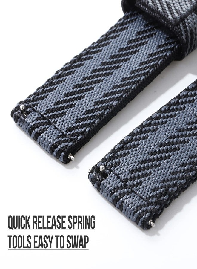 TACTICAL FROG 20mm 22mm Fast Release Nylon Watch band with Stainless Steel Buckle, Two-Piece Waterproof Nylon Watch Strap for Men and Women (Blackgrey-A, 22mm) - Image 2