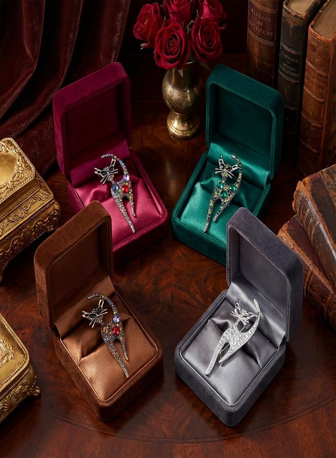 Highergo 4 Vintage Rhinestone Cat Brooch Pin for Women Fashion Cute Colorful Crystal Cat Brooches Lapel Pins Retro Aesthetic Jewelry for Girls Hats Collars Dress Birthday Party Jewelry Souvenir - Image 4