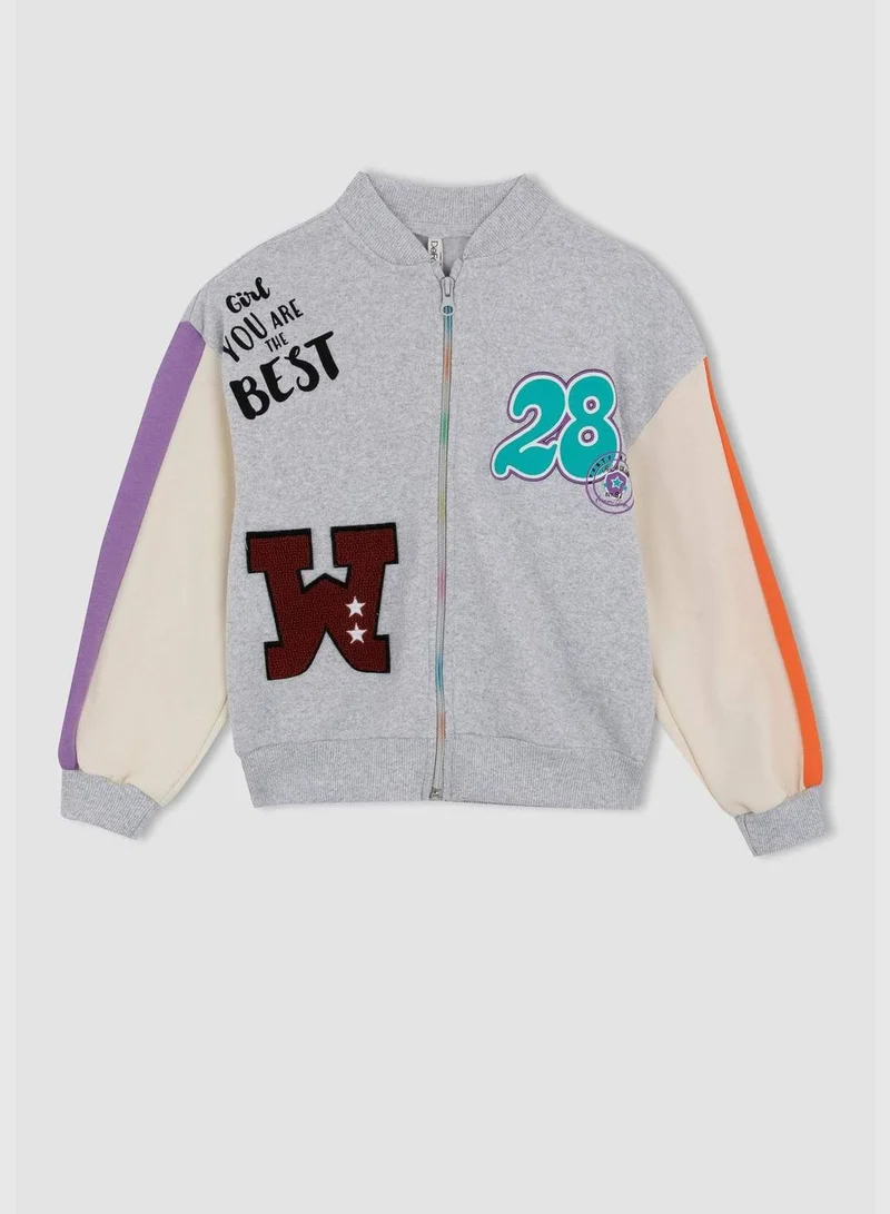 DeFacto Girl Bomber Bomber Long Sleeve Knitted Cardigan