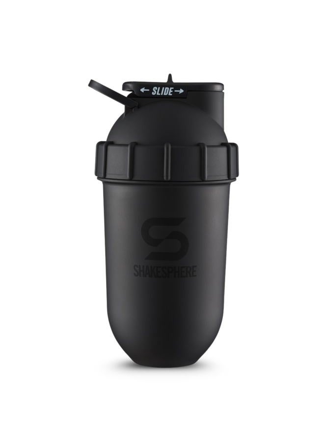 ShakeSphere Protein Shaker Bottle, 24oz Capsule Shape Mixing Easy Clean Up No Blending Ball or Whisk Needed BPA Free Mix & Drink Shakes, Smoothies, More (Matte Black -Black Logo) - Image 1