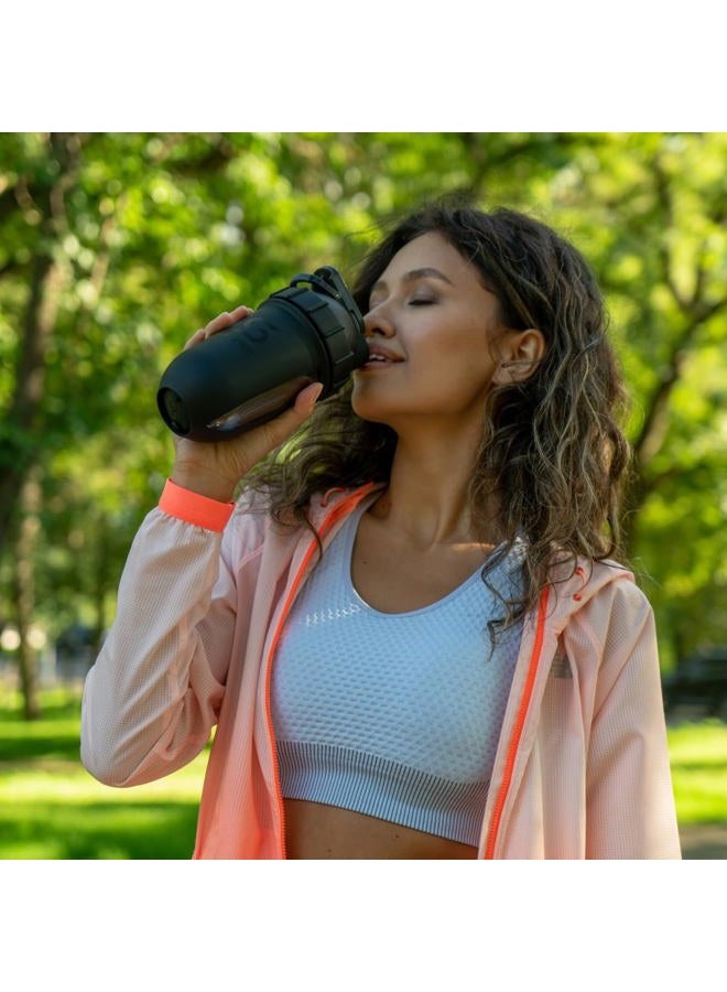 ShakeSphere Protein Shaker Bottle, 24oz Capsule Shape Mixing Easy Clean Up No Blending Ball or Whisk Needed BPA Free Mix & Drink Shakes, Smoothies, More (Matte Black -Black Logo) - Image 2
