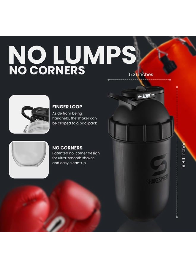 ShakeSphere Protein Shaker Bottle, 24oz Capsule Shape Mixing Easy Clean Up No Blending Ball or Whisk Needed BPA Free Mix & Drink Shakes, Smoothies, More (Matte Black -Black Logo) - Image 5