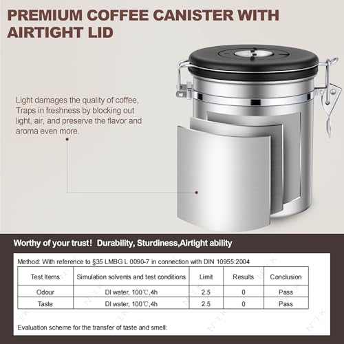 ShanSon Coffee Canister Airtight, Stainless Steel Bean Storage Container with Date Tracker & Scoop, Grounds Sugar Flour Tea Cereal Fits Kitchen Pantry, Ideal Gift for Coffee Lovers,16oz,Silver - Image 4