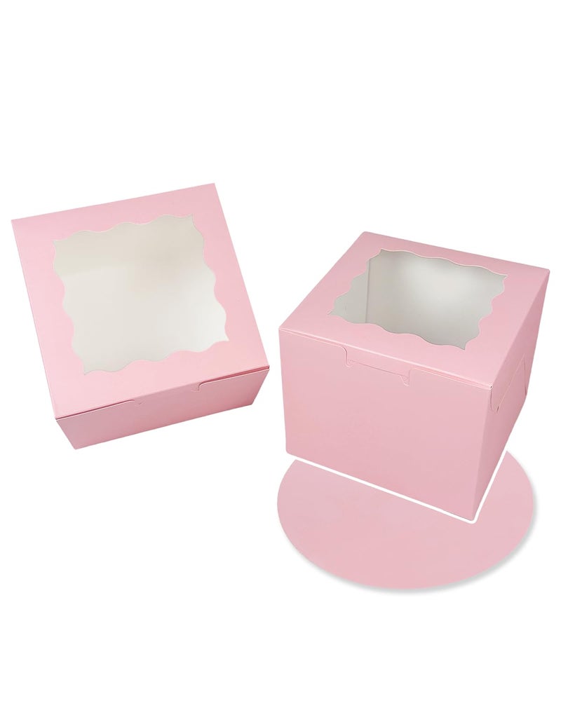 Bakepacker 36pcs 6x6x5 Inches Cake Boxes with Window 18-Packs Pink 6 Inch Bakery Boxes (18 Cake Boxes +18 Cake Boards Included) - Image 4