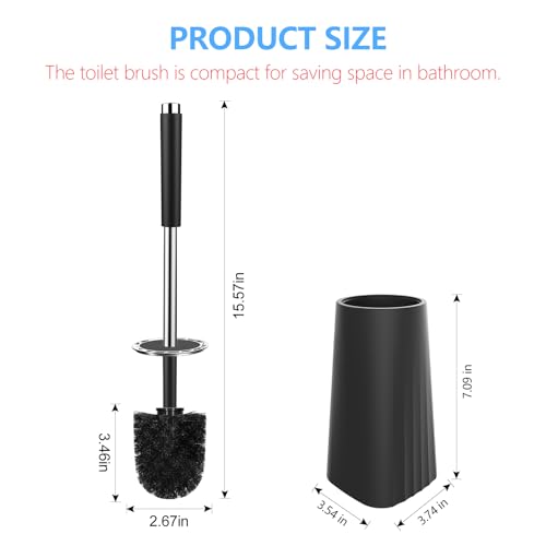 SetSail Toilet Brush Compact Size Toilet Bowl Brush and Holder Toilet Brushes for Bathroom with Stainless Steel Handle Toilet Cleaner Brush with Durable Scrubbing Bristles 3 Packs - Image 3