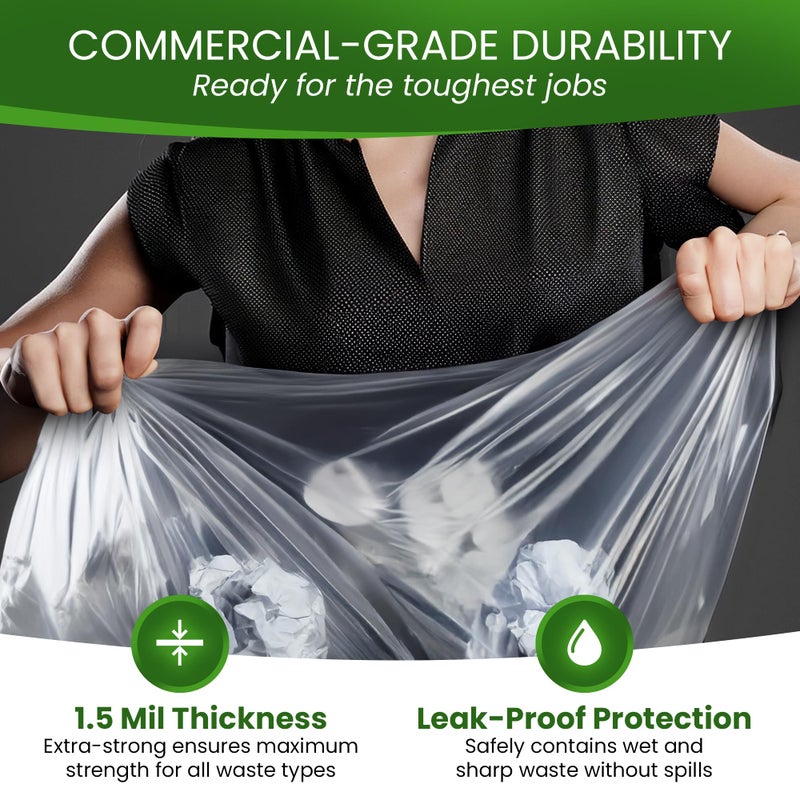Betta 30-33 Gallon Clear Trash Bags, 100 Count Box, (33x39-inch) Commercial Heavy-Duty Garbage Can Liners for 20-32 Gallon Round Cans, 23-29 Gallon Slim and Square Cans - Image 5