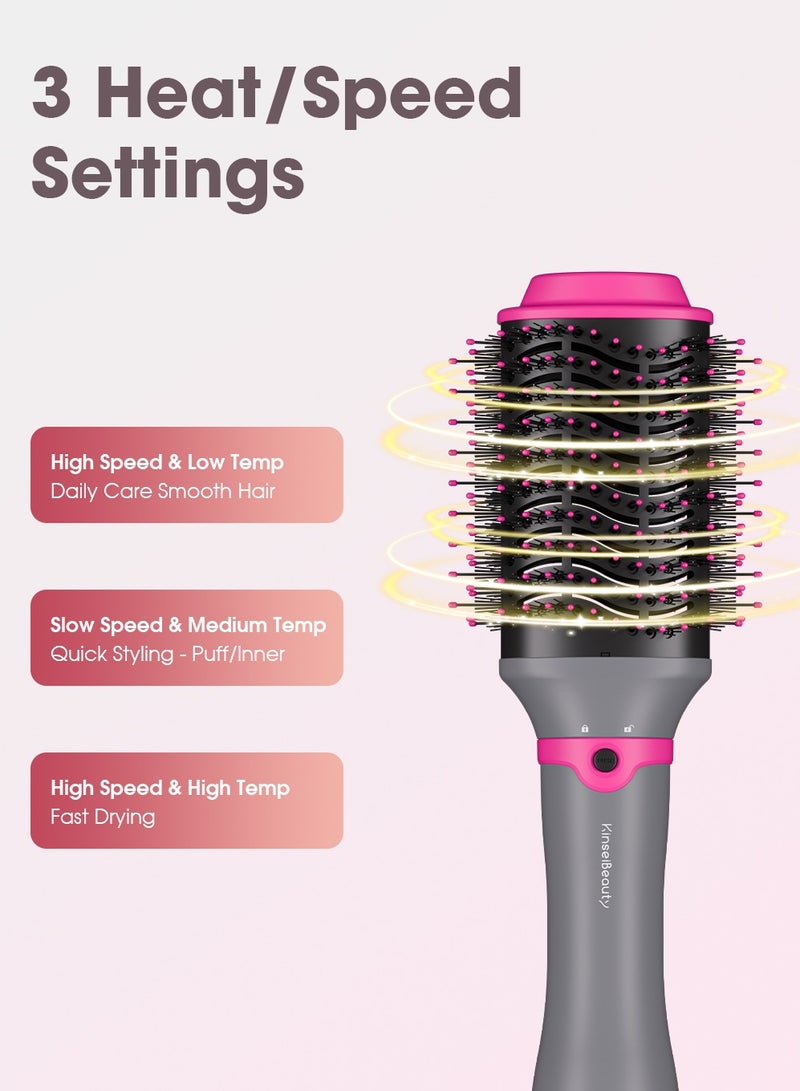 KinseiBeauty 4-in-1 Negative Ion Hair Dryer Brush, 1200W One-Step Hot Air Brush Set with 2 Interchangeable Brushes, Blow Dryer Brush for Hair Drying/Straightening/Curling/Hair Comb  - Image 5
