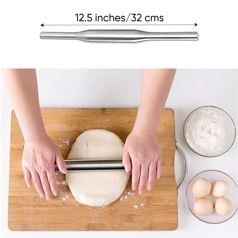 PUTHAK Stainless Steel Rolling Pin Kitchen Dough Roller for Pizza Cookie - Image 4