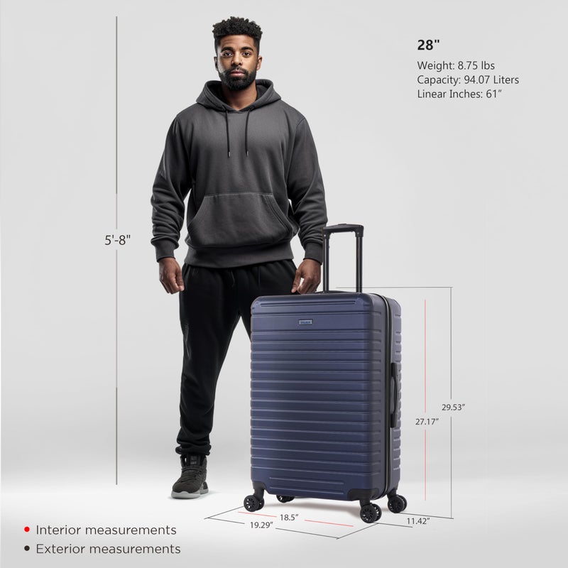 InUSA DEEP Luggage with GEL Handle | Spacious Traveling Suitcases, Travel Suitcase with Dual Spinner Wheels and Studs | 28 Inch Large Hardside Luggage | Blue - Image 2