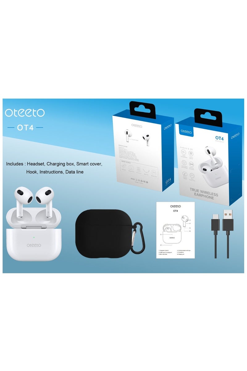 Oteeto OT4 True Wireless Earphones With Smart Touch Control High-Quality Sound Output and Microphone Compatible With Nadroid Mobiles and Tablets White - Image 4