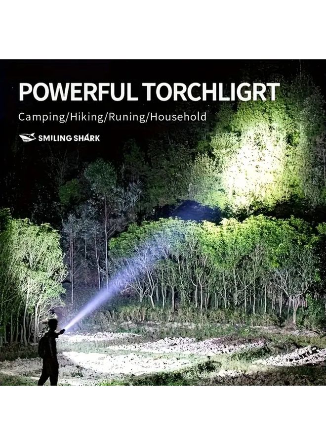 Smiling Shark Super Bright LED Flashlight USB C Rechargeable 617A Black For Camping Outdoor - Image 3