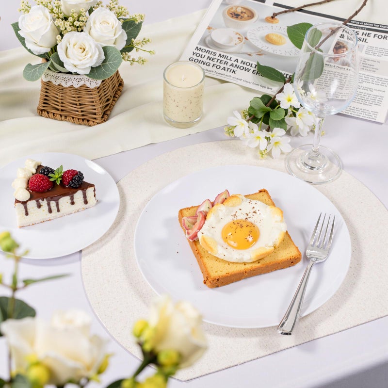 bUCLA 100PCS White Plastic Plates - Heavy Duty White Disposable for Wedding & Party, Include 50 Dinner 10 inch & 50 Dessert 7 inch - Image 4