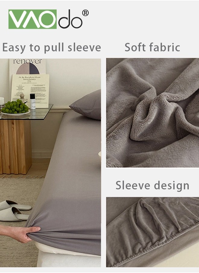 3PCS 100% Cotton Fitted Bottom Sheet with 2 Pillows Queen Size Deep Pocket Durable and Long Lasting Breathable Soft and No Fading Fitted Sheet