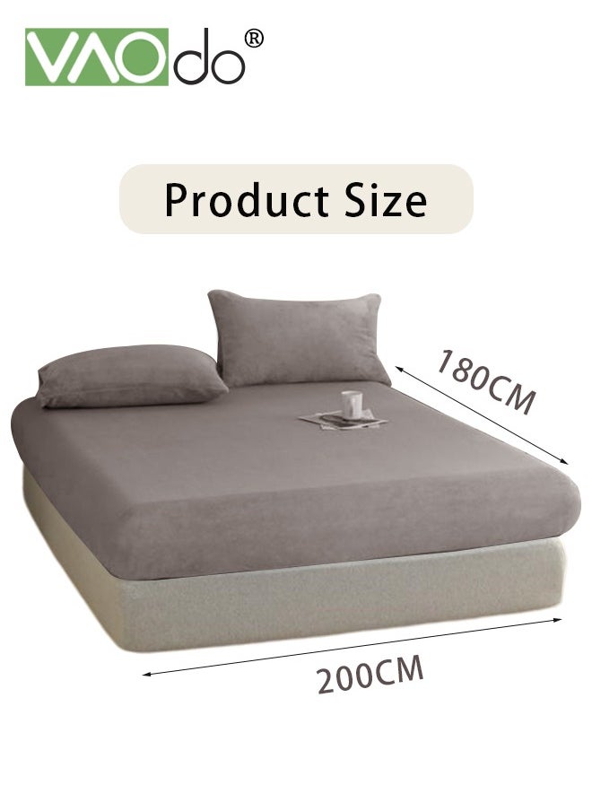 VAOdo 3PCS 100% Cotton Fitted Bottom Sheet with 2 Pillows Queen Size Deep Pocket Durable and Long Lasting Breathable Soft and No Fading Fitted Sheet  - Image 5