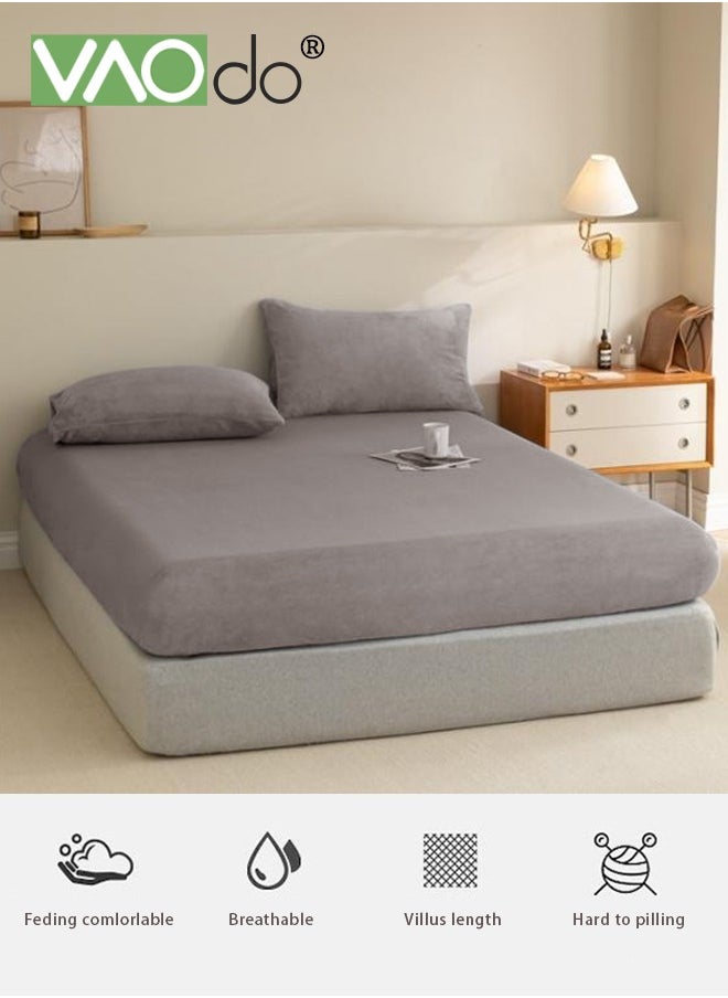 VAOdo 3PCS 100% Cotton Fitted Bottom Sheet with 2 Pillows Queen Size Deep Pocket Durable and Long Lasting Breathable Soft and No Fading Fitted Sheet  - Image 4