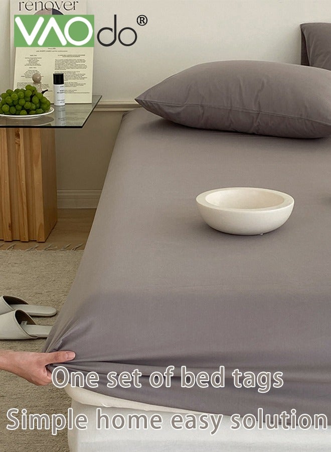 VAOdo 3PCS 100% Cotton Fitted Sheet Set, Deep Pocket Ultra Soft Bottom Sheet, Fade and Shrinkage Resistant, Fitted Sheet*1PCS and Pillowcases*2PCS Grey 180*200CM - Image 4