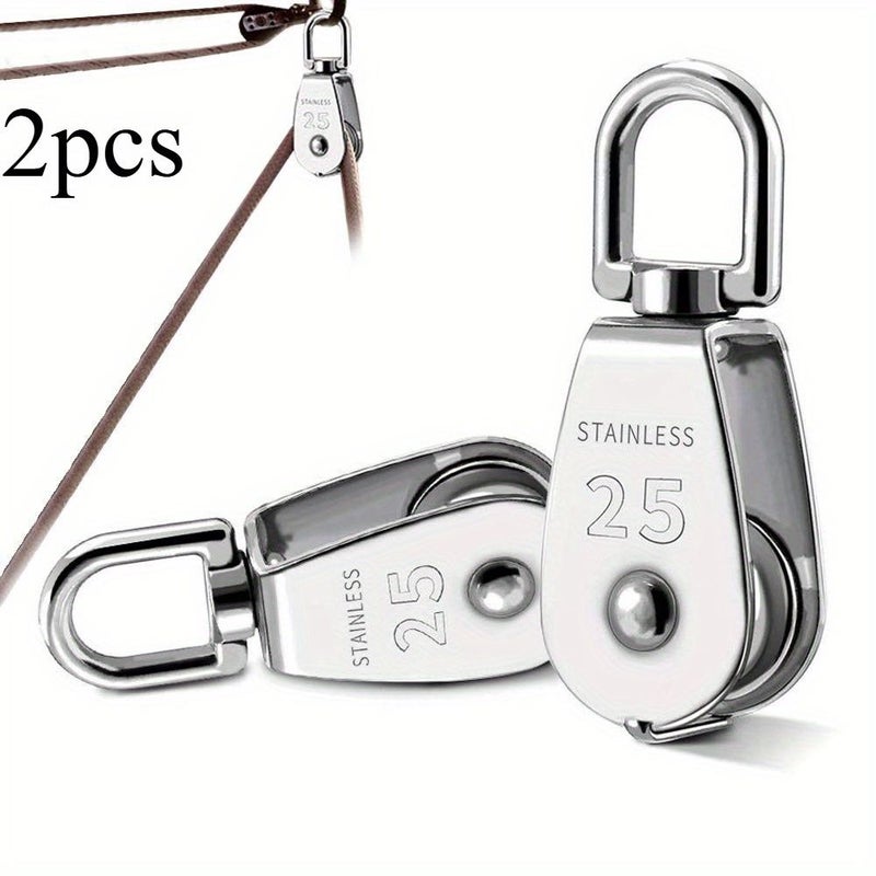 M25 عجلة مفردة من الفولاذ المقاوم للصدأ 304 قطعتان، حبل تنظيف دوار 360 درجة، حمولة آمنة قصوى 330 رطلاً - Image 1