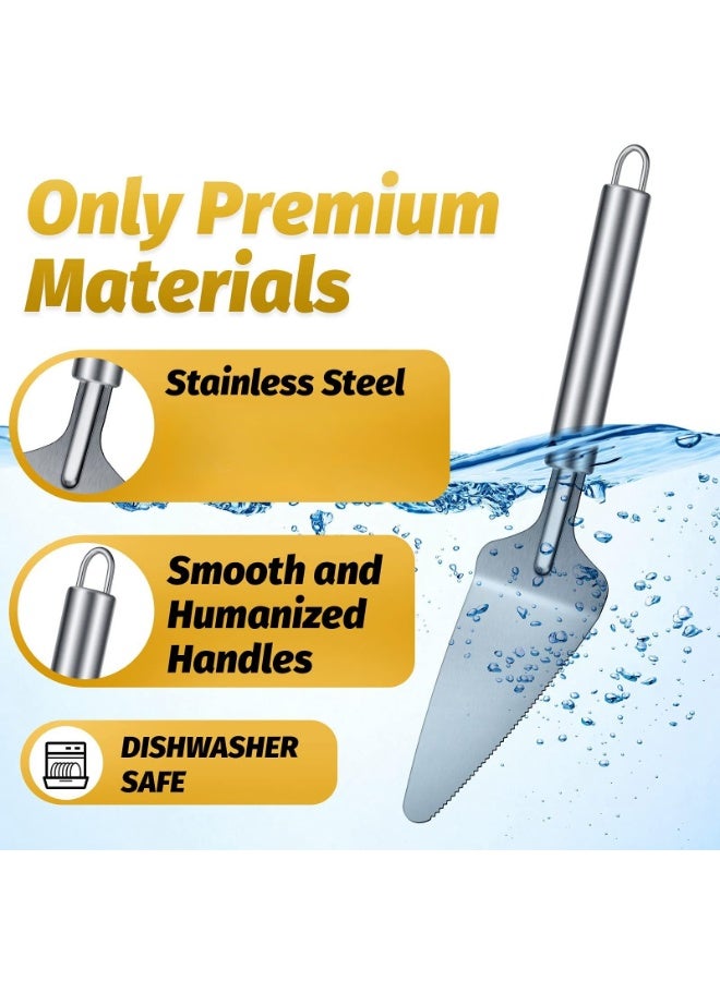 مجموعة تقديم الفطائر من 3 قطع، ملعقة فطيرة من الفولاذ المقاوم للصدأ مسننة بمقبض مريح، سهلة الإمساك لتقطيع وتقديم الحلويات والبيتزا والكعك - Image 3