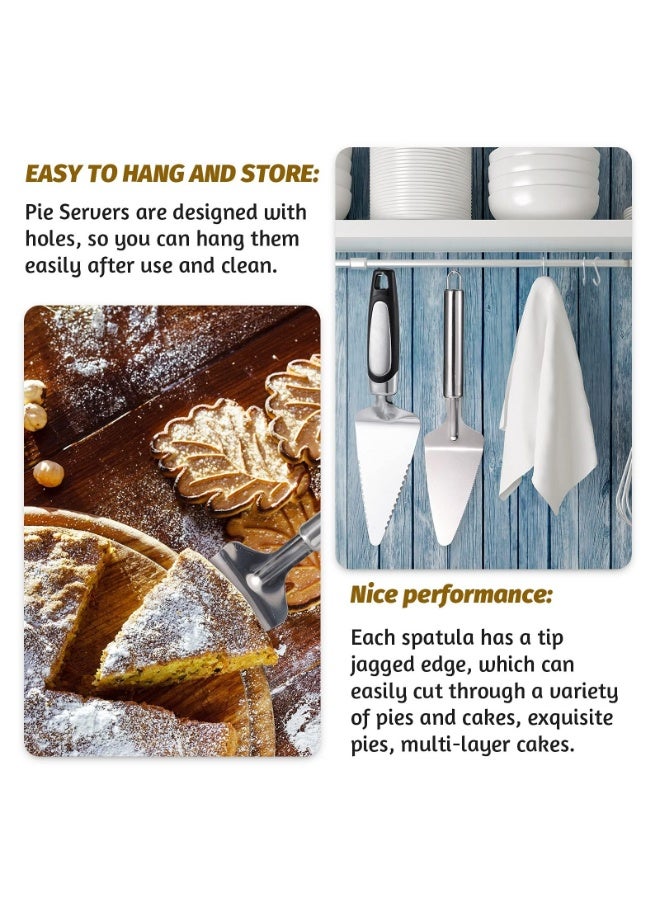 مجموعة تقديم الفطائر من 3 قطع، ملعقة فطيرة من الفولاذ المقاوم للصدأ مسننة بمقبض مريح، سهلة الإمساك لتقطيع وتقديم الحلويات والبيتزا والكعك - Image 4