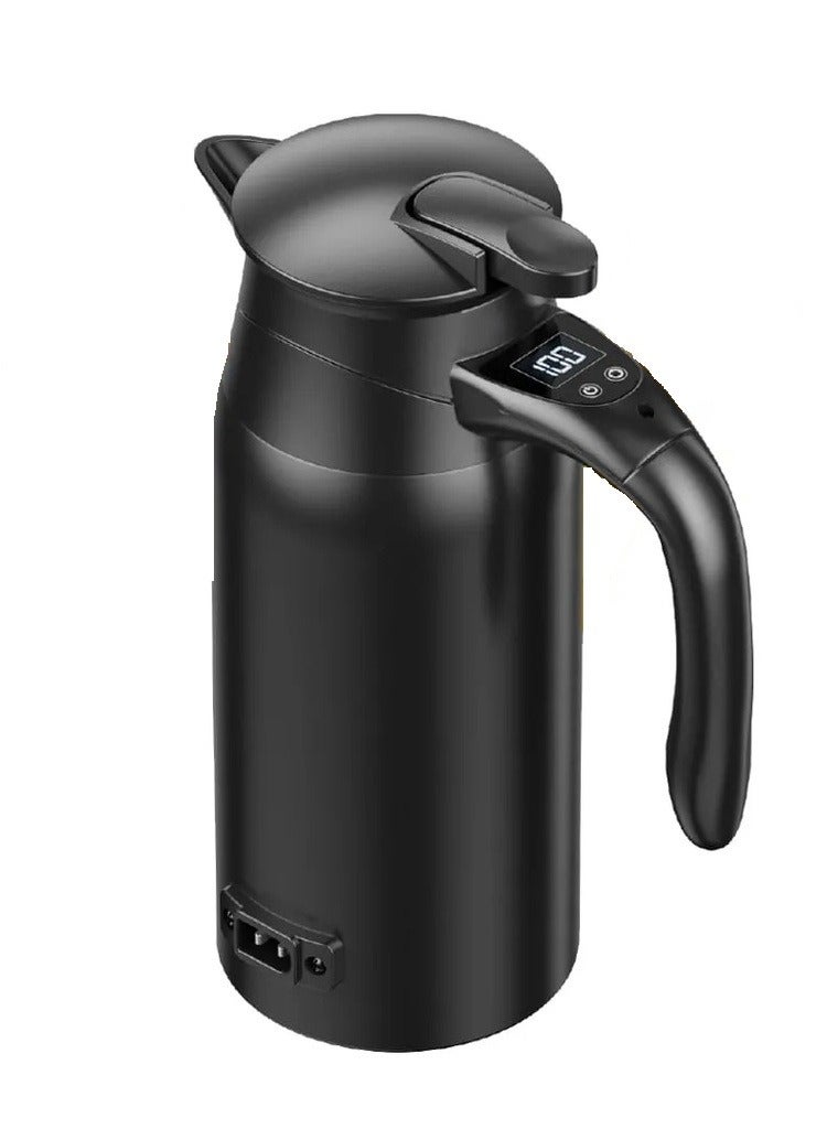 دينكس غلاية سيارة - غلاية سفر ذكية بسعة 800 مل مع جهد مزدوج 12 فولت/24 فولت، وشاشة رقمية، وهيكل من الفولاذ المقاوم للصدأ - Image 1