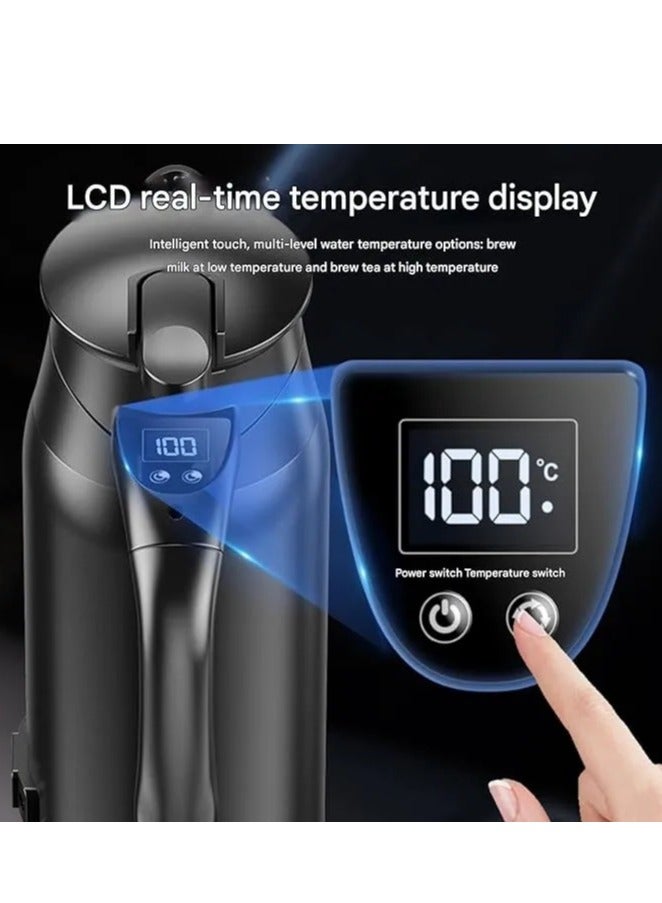 دينكس غلاية سيارة - غلاية سفر ذكية بسعة 800 مل مع جهد مزدوج 12 فولت/24 فولت، وشاشة رقمية، وهيكل من الفولاذ المقاوم للصدأ - Image 2