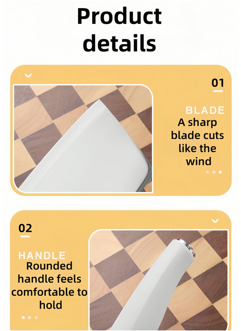 C&E Kitchen knife set, 6-piece set of milky white sharp knives, suitable for the kitchen, non-stick and non-slip stainless steel kitchen knife set, with milky white knife rack, suitable for home or dining room use (milky white)  - Image 3