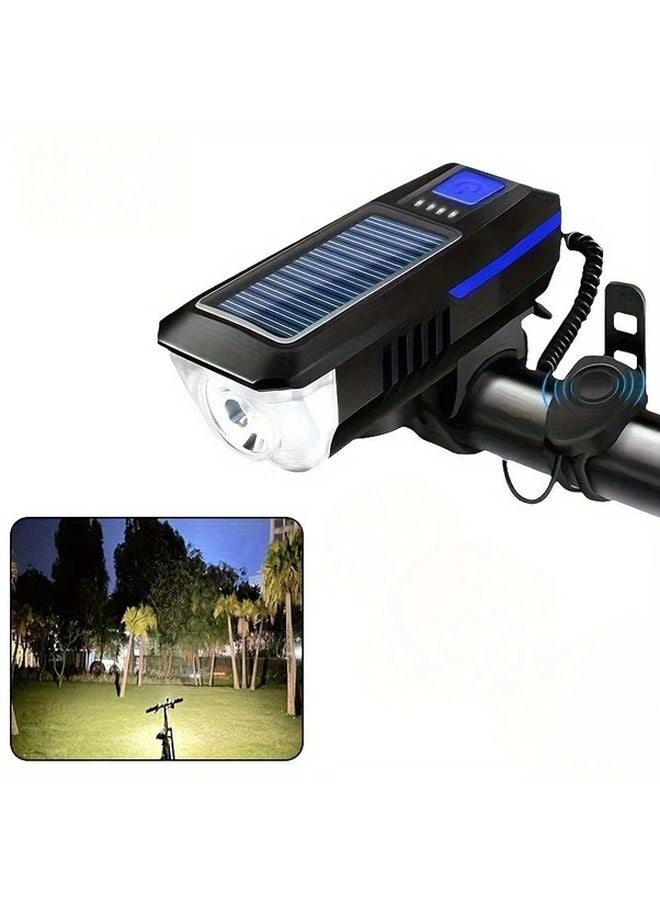 Blue USB Rechargeable Tactical Flashlight With Horn 3 Mode Ultra Bright LED For Camping Hiking Cycling Emergency Light - Image 1