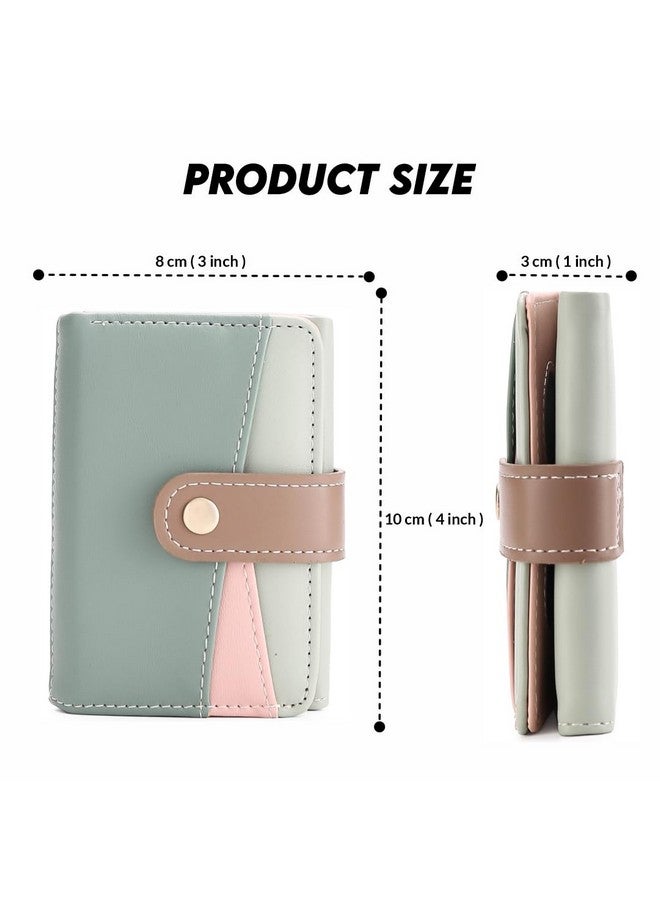 Elios Women's Wallet Color-Blocking Design Vegan Leather Trifold Small Card Holder Compact Ladies Purse with Multiple Card Slots RFID Blocking | Snap Closure | Mini Purse for Women (Green) - Image 5