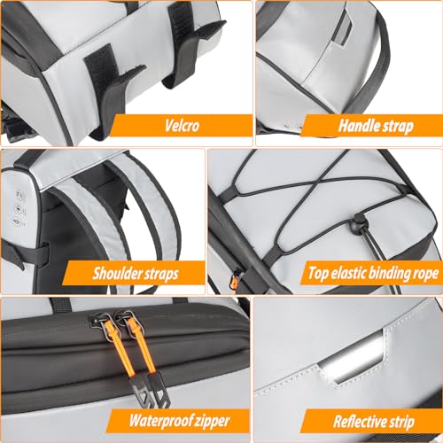 HuiJuKeJi Bike Trunk Bag 360 ° Reflective Bicycle Backpack 12L Rear Bike Cargo Rack Bags Storage Pannier Saddle Bag 3-in-1 Multifuction Waterproof Travel Accessories Expandable Luggage Trunk Bag - Image 3
