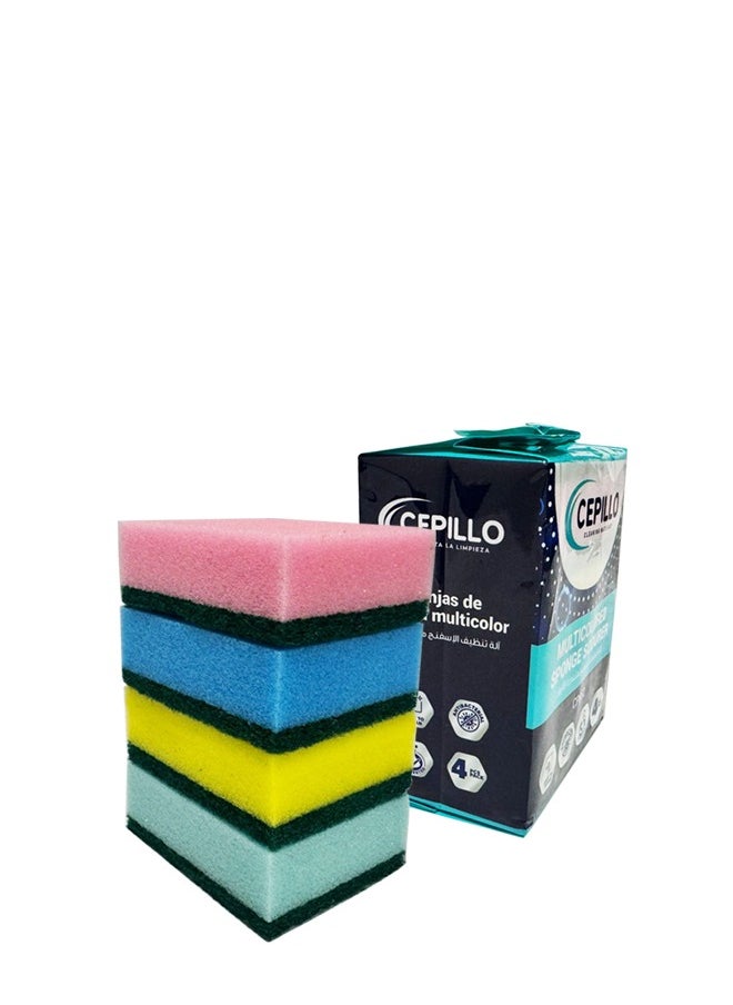 CEPILLO مجموعة تنظيف المطبخ 9 قطع | قطعتان من القماش المصنوع من الألياف الدقيقة متعددة الأغراض/قابلة لإعادة الاستخدام | 3 قطع من وسائد التنظيف شديدة التحمل مقاس XL/مقشر أخضر/أدوات تنظيف حمام المطبخ | 4 قطعة إسفنجة متعددة الألوان/إسفنجة أطباق  - Image 2
