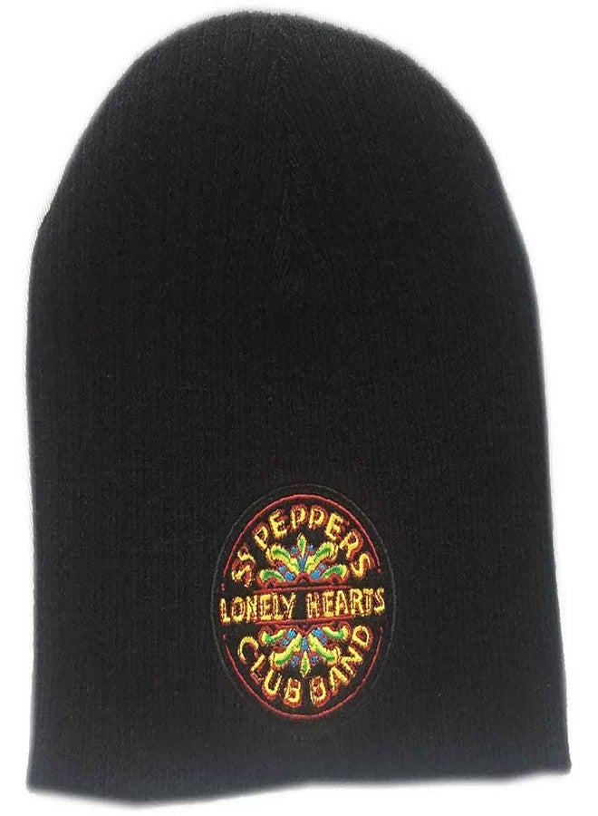 The Beatles Beanie Hat SGT Peppers Lonely Hearts Club Band Logo Official Black Size One Size - Image 2