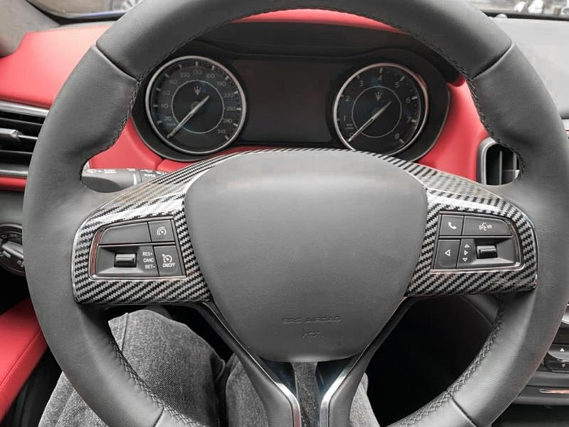 YOCTM Black Carbon Fiber Steering Wheel Cover Trim for Maserati Levante 2016-2017 and Ghibli 2014-2016 - Image 4