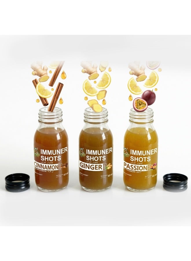 Immuner Shots Ginger Shot Wellness Combo - Classic Ginger, Passion and Cinnamon Flavors (60ml X 3) - Image 5