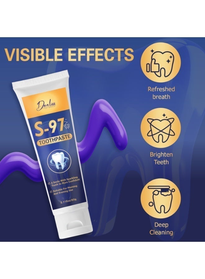 danliss S-97 Whitening Toothpaste – Sparkling Teeth, Confident Smile – Peppermint & Chamomile Deep Clean – Baking Soda Formula –  60g - Image 4