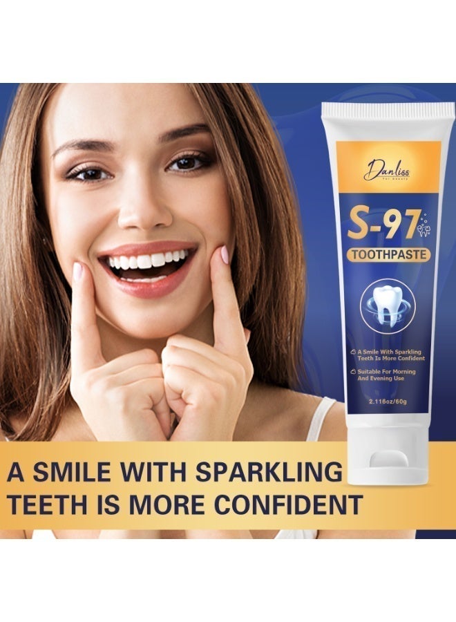danliss S-97 Whitening Toothpaste – Sparkling Teeth, Confident Smile – Peppermint & Chamomile Deep Clean – Baking Soda Formula –  60g - Image 2